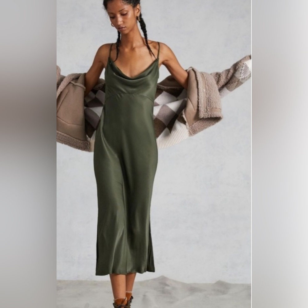 Anthropologie Olive Green Midi Dress